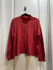 Ll Bean Coral Faux Turtleneck XL Armpit To Armpit 24” Length 25” 100% Cotton - Picture 1 of 6