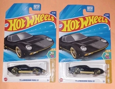 Hot Wheels ’71 Lamborghini Miura SV Black Lot of 2 NEW Ships In Box - Image 1 of 4