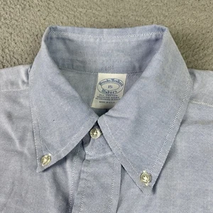 Vintage Brooks Brothers Makers Shirt Mens 15 Blue OCBD Short Sleeve 6 Button - Picture 1 of 12