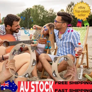 Quality 8 Inch Wooden Tambourine with Metallic Jingles for Any Occasion - Picture 1 of 9