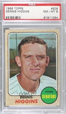 1968 Topps High # Dennis Higgins #509 PSA 8 - Image 1 of 2