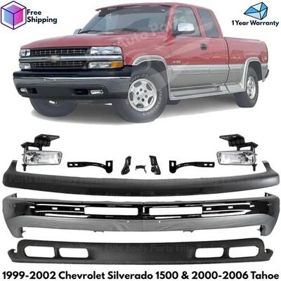 Front Bumper Chrome Kit For 1999-2002 Chevrolet Silverado 1500 & 2000-2006 Tahoe Foto 1 de 4
