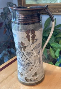 David Lee Signed Art Pottery Stoneware Pitcher Jug Handmade VTG 80s NC USA 10.5" - Picture 1 of 15