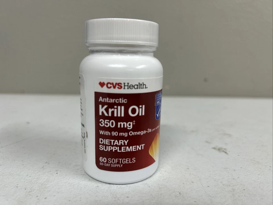CVS 纯南极磷虾油 Omega-3 心脏健康 60 粒 350 毫克有效期至 2026 年 5 月 — 第 1/4 张图片
