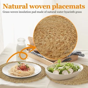 6Pcs Round Woven Placemats Set 14inch Decorative Woven Table Mats Heat stNhf - Picture 1 of 11