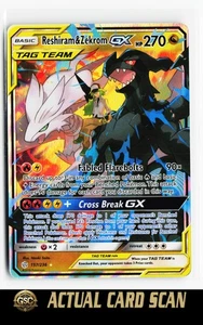 Reshiram & Zekrom GX #157/236 Pokémon TCG SM - Cosmic Eclipse Ultra Rare - Picture 1 of 2