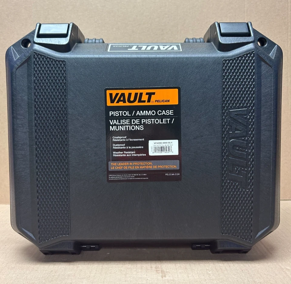 Pelican Crushproof Vault V200 Medium Case With Lid Foam and Dividers - Black