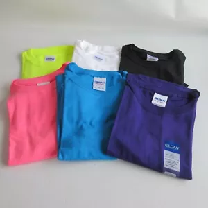 6 Gildan Heavy Cotton YOUTH XL Lot 100% Cotton Blank T Shirts mixed colors - Picture 1 of 6
