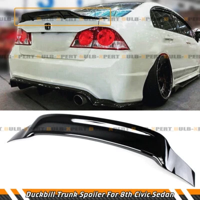PARA HONDA CIVIC 2006-11 SEDÁN DE 4 PUERTAS FA NEGRO BRILLANTE ESTILO R ALERÓN DE MALETERO DUCKBILL Foto 1 de 4