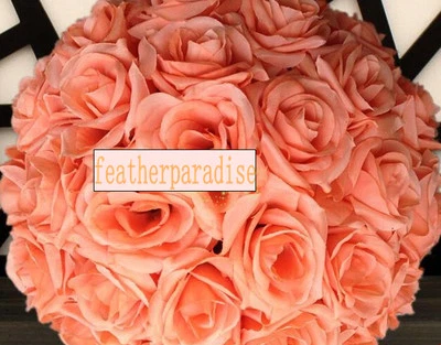 Coral Rose Flower Ball Wedding  Ball Kissing Ball Flower Ball 9-10 Inches  - Image 1 of 2