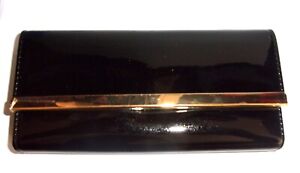 Patent Leather Style Ladies Purse Clutch Wallet in Black - Free Postage