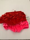 NWT 2 Pairs Baby Girls Ruffled Diaper Covers Pink Red Christmas Holiday 3-6M