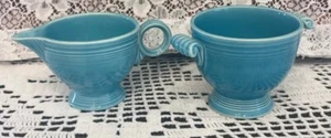 Vintage Fiesta Turquoise Cream and Sugar Bowl HLC Fiestaware USA - Picture 1 of 3