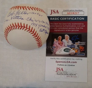 BOB FELLER Autographed Signed ROMLB Baseball Indians Stat Ball Inscriptions JSA - Picture 1 of 1
