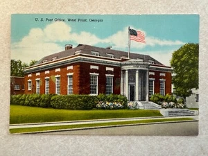 Vintage Georgia Postcard Green Right Facing George Washington 1 Cent Stamp - Picture 1 of 3