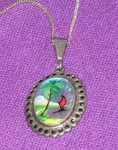 ART DECO 1930s STERLING SILVER & MARCASITE BUTTERFLY WING PENDANT NECKLACE - Picture 1 of 7