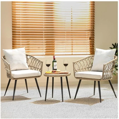 Stylish Outdoor Bistro Set - 2 Chairs & Table with Olefin Cushions for Comfort - Image 1 of 4