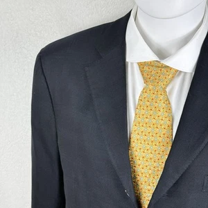 Isaia Black Windowpane Silk Wool Blend Sport Coat Blazer 54 IT 44 US - Picture 1 of 16