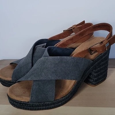 TOMS Azul Ibiza Sandalias Gruesas Mujer Talla 7.5W Nuevas Sin Etiquetas Alpargata Foto 1 de 4