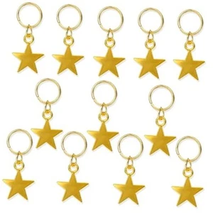 12PCS Gold Star Braid Clips Hair Charms Five-pointed Stars Pendant Dreadlock - Picture 1 of 8