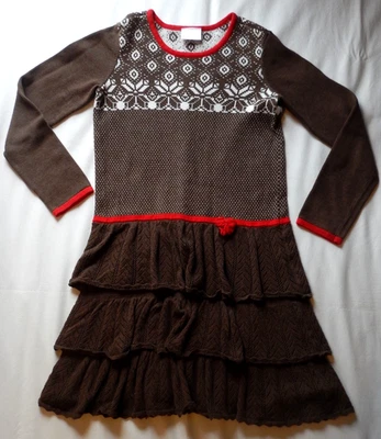 Vestido suéter Hanna Andersson marrom Fairisle nórdico tamanho 140 (EUA 10) - Imagem 1 de 4