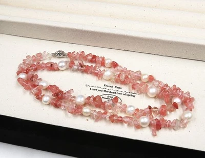 Impresionante collar de perlas/perlas rojas sandía joyería tribal 25" Foto 1 de 3