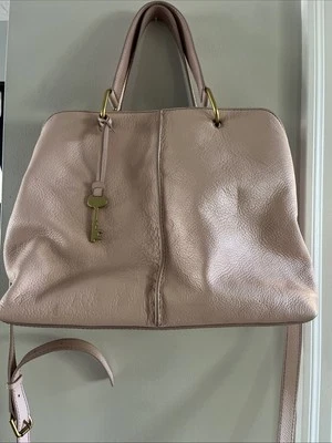 Bolso de Mano Fossil Grande Cuero Rubor Rosa Tono Dorado Herrajes Llave Foto 1 de 4
