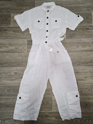 Herrlicher Damen 100% Leinen Jumpsuit Gr.38/S Weiß Topzustand minimaler Riss 3mm - Bild 1 von 4
