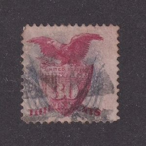 MATT'S STAMPS SCOTT #121 SHIELD, EAGLE & FLAGS 30-CENT 1869 G GRILL, USED CV$450 - Picture 1 of 3