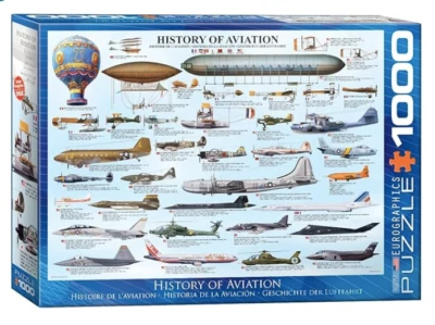 HISTORY OF AVIATION 1000 Piece Jigsaw Puzzle by Eurographics 19 x 26 - Image 1 of 4