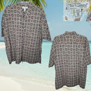 Tori Richard Men's XXL Hawaiian Camp Lawn Shirt Medallions Vintage Short Sleeve - Picture 1 of 6