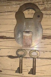 Vintage Herzform/Micky Maus Ohren Messing Hebel Vorhängeschloss mit Schlüssel Antik Schloss - Bild 1 von 6