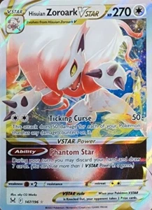 Pokemon Juego de Cartas Coleccionables Origen Perdido Hisuian Zoroark VSTAR 147/196 ULTRA Raro Holo Casi Nuevo/Muy Nuevo - Imagen 1 de 5