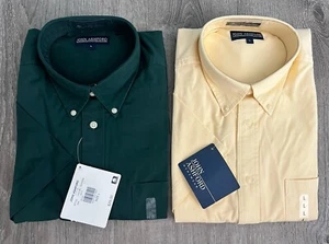 John Ashford Short Sleeve Dress Shirt Lot Men's Size L Dark Green / Lt Yellow - Picture 1 of 2