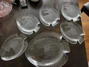 Arcoroc Large Glass Fish Platter And 5 Plates - Picture 1 of 6