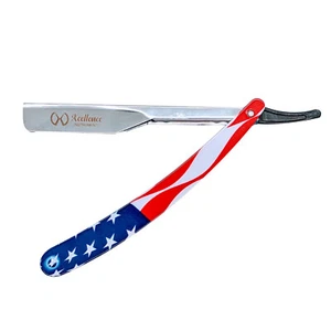 Maquinilla de afeitar Xcellence borde recto, maquinilla de afeitar corte garganta peluquero, diseño bandera de EE. UU. - Imagen 1 de 11