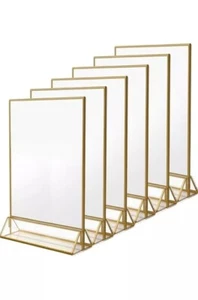 Niubee 6er Pack 8,5 x 11 Acryl Schild Halter mit Goldrahmen und vertikalem Ständer - Bild 1 von 10