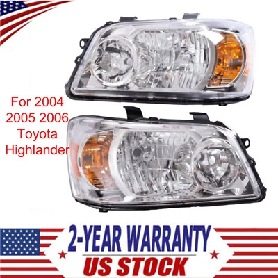 1 Pair Headlights Set For 2004 2005 2006 Toyota Highlander Left+Right Headlamps Foto 1 de 4