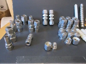 Lot X 74 Swagelok SS Compression Fittings 5/8", 1/2", 1/4" OD Tube (See List) - Picture 1 of 6
