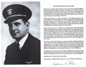William Blair Firmada 8x10 Bio Foto Segunda Guerra Mundial Ace Piloto VF-10 Grim Reapers USN 5V DFC - Imagen 1 de 2