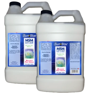 Loción MSM pura y natural Sun Star Organics - sin perfume - 1 galón (paquete de 2) Foto 1 de 3