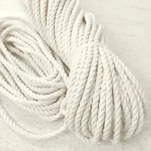 6 mm x 4 m HQ Natural White Pure Cotton Rope Bag Handle, Macrame Craft - Imagen 1 de 4