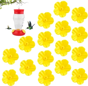 Hummingbird Feeder Replacement Parts - 16 PCS Yellow Flowers, Bee Guards for Per - Picture 1 of 12