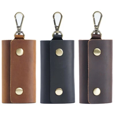 CUERO GENUINO Coche Llavero Anillo Llaves Soporte Bolsa Estuche Cartera Bolso Cremallera NUEVO Foto 1 de 4