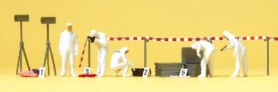 Figuras de investigação de cena de crime policial HO Preiser # 10576 CSI com acessórios - Imagem 1 de 2