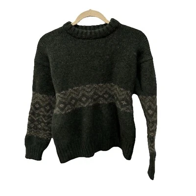 Vintage J Crew Sweater Oarsman Mens L Green diamond Wool flaw - Image 1 of 4