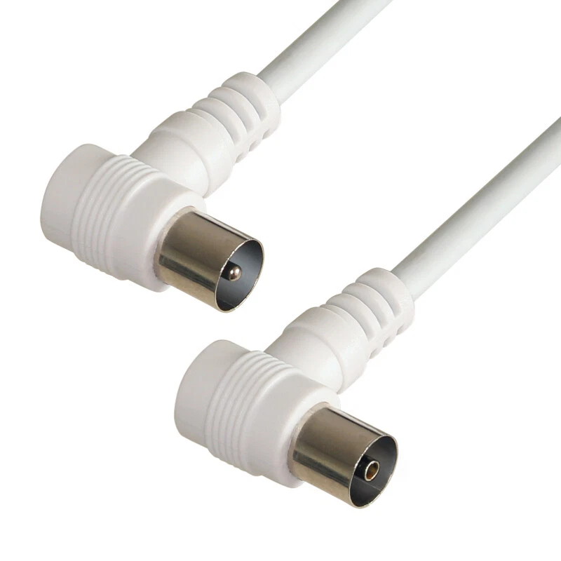 Antennen Kabel gewinkelt doppelt geschirmt weiß KOAX TV koaxial Anschlusskabel