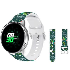 Strap For Samsung Galaxy Watch 6/4/classic/Active 2 20mm/22mm Silicone Christmas - Picture 1 of 12