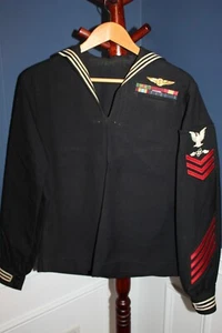 Original 1980 d. U.S. Navy Aviation Electronics Tech. Uniform Pullover mit AC Flügeln - Bild 1 von 9