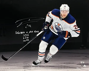 Leon Draisaitl Signed Edmonton Oilers 16x20 Spotlight Photo Inscribed Fanatics - Picture 1 of 3